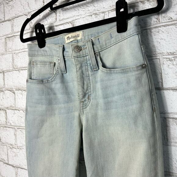 Madewell Jeans 9" Mid Rise Skinny Crop Stretch Denim Light Wash Blue 23 - Picture 8 of 9